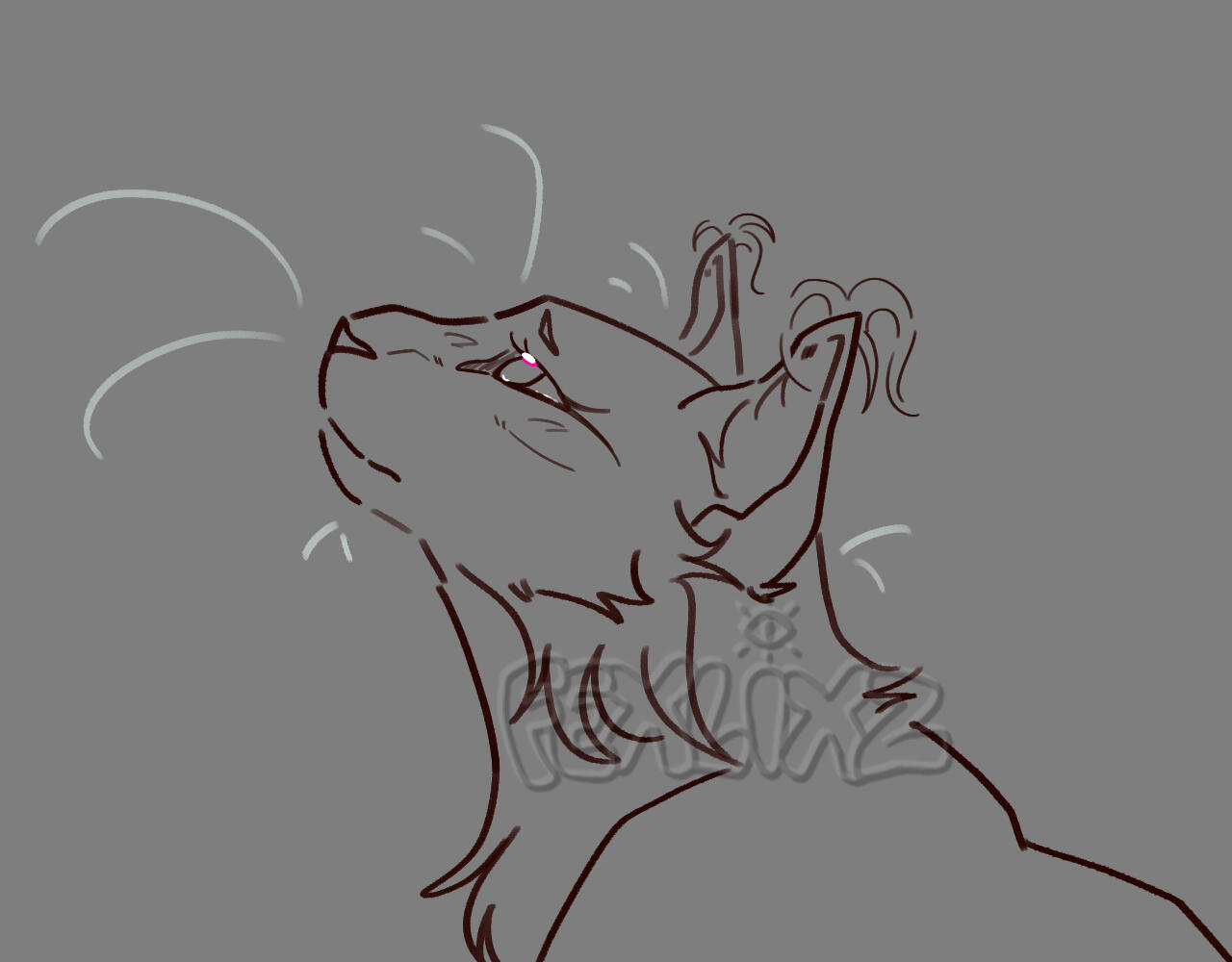 Bust illustration of a feral feline character