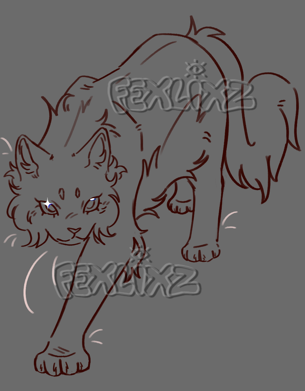 Messy sketch fullbody of a feral character
