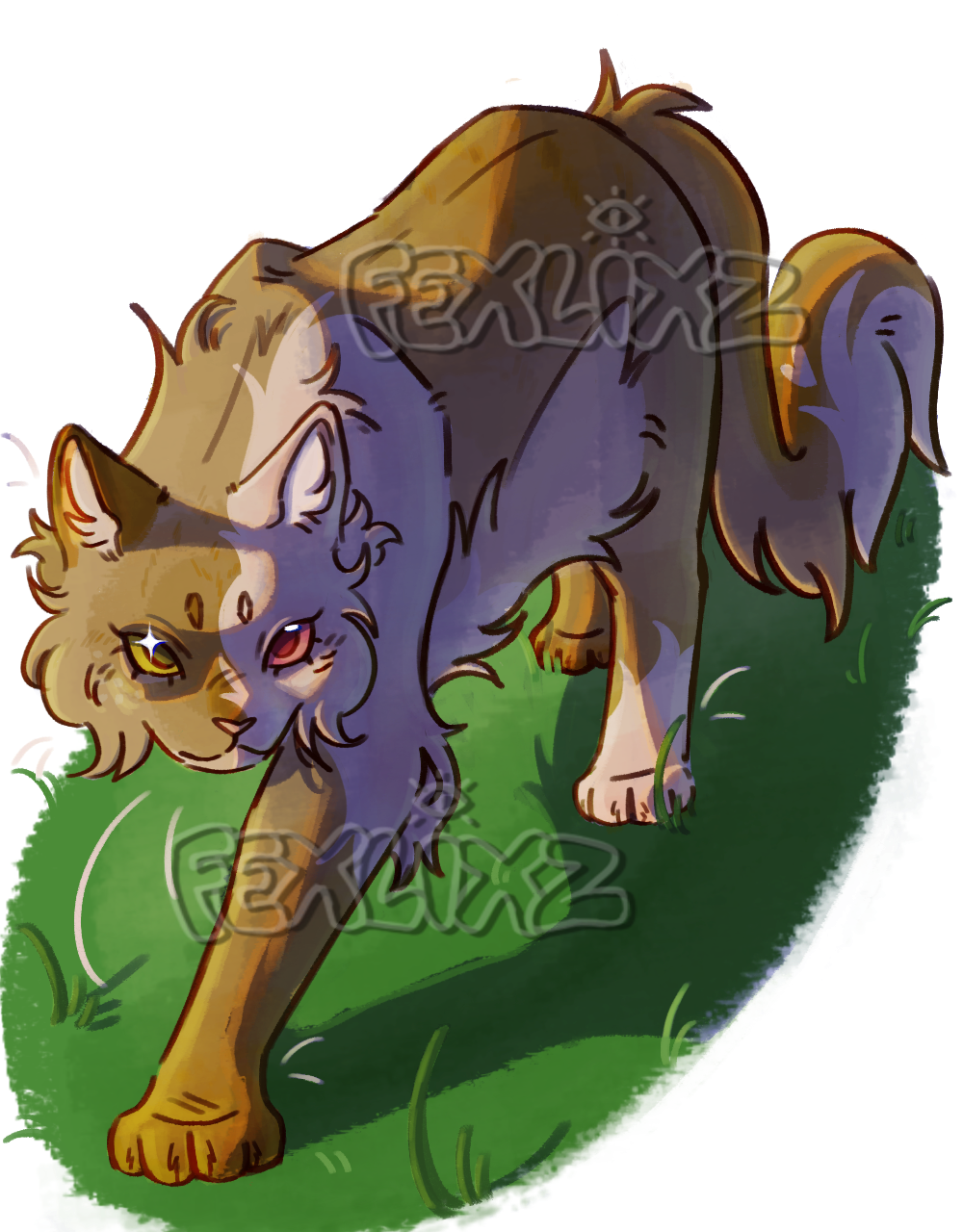 Fullbody illustration of a feral character